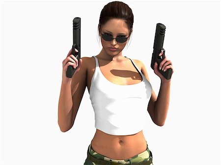simsearch:400-04259157,k - 3d illustration of a female soldier holding two guns Stock Photo - Budget Royalty-Free & Subscription, Code: 400-04768620