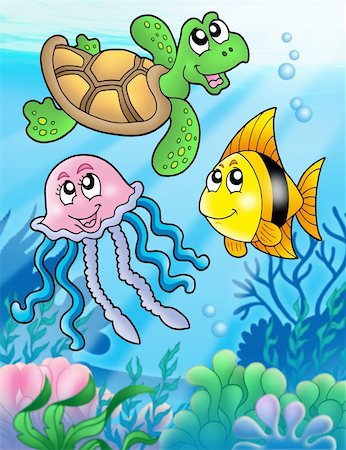 simsearch:400-04052109,k - Various sea fishes and animals - color illustration. Stock Photo - Budget Royalty-Free & Subscription, Code: 400-04769470