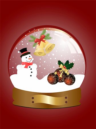 vector eps 10 illustration of christmas elements in a snow dome Stock Photo - Budget Royalty-Free & Subscription, Code: 400-04769645