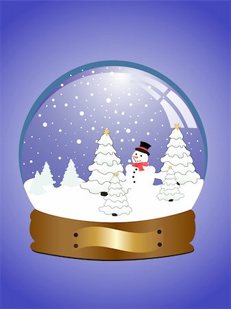 vector eps 10 illustration of christmas elements in a snow dome Stock Photo - Budget Royalty-Free & Subscription, Code: 400-04769641
