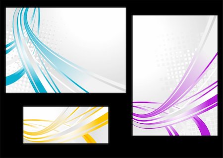 simsearch:400-06870171,k - Design collection. Same waves on horizontal/vertical background and banner in different colours Photographie de stock - Aubaine LD & Abonnement, Code: 400-04761492