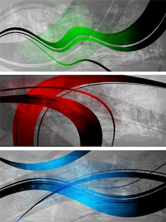 simsearch:400-06870171,k - Three banners: abstract waves on grunge background (eps 10) Photographie de stock - Aubaine LD & Abonnement, Code: 400-04762317