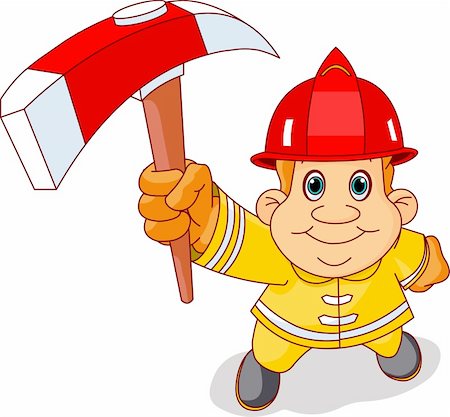 Illustration of funny firemen with the ax Stock Photo - Budget Royalty-Free & Subscription, Code: 400-04762448