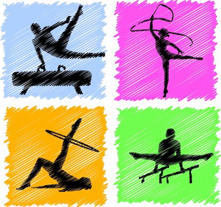 silhouette body women artistic - gymnastics - vector Stock Photo - Budget Royalty-Free & Subscription, Code: 400-04762534