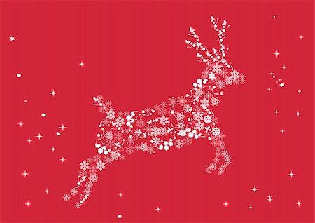 reindeer in snow - vector beautiful reindeer made of snowflakes and flowers Stock Photo - Budget Royalty-Free & Subscription, Code: 400-04763734