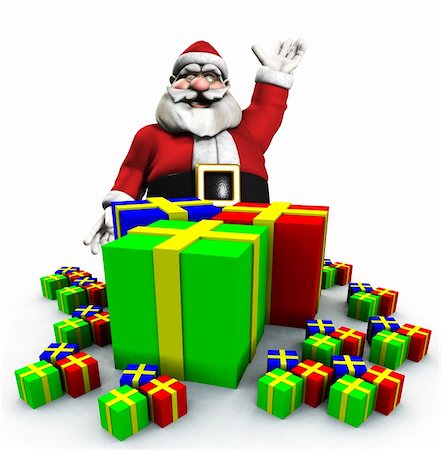simsearch:400-06462885,k - Santa Claus with a load of presents and gifts. Stock Photo - Budget Royalty-Free & Subscription, Code: 400-04774270