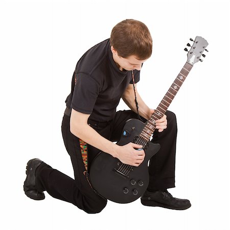 simsearch:400-04863651,k - rock singer with electric guitar on white background Stock Photo - Budget Royalty-Free & Subscription, Code: 400-04774568