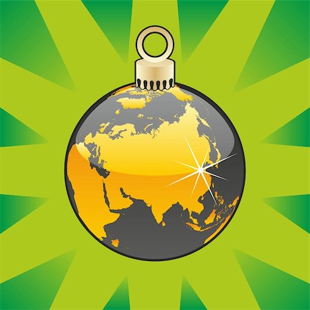 planet earth christmas tree ornament - fully editable colored christmas bulb with world globe layout Stock Photo - Budget Royalty-Free & Subscription, Code: 400-04776548