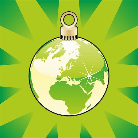 earth with christmas tree - fully editable colored christmas bulb with world globe layout Stock Photo - Budget Royalty-Free & Subscription, Code: 400-04776549