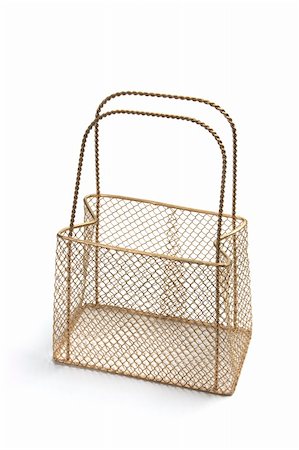 Wire Mesh Carry Basket on White Background Stock Photo - Budget Royalty-Free & Subscription, Code: 400-04777234