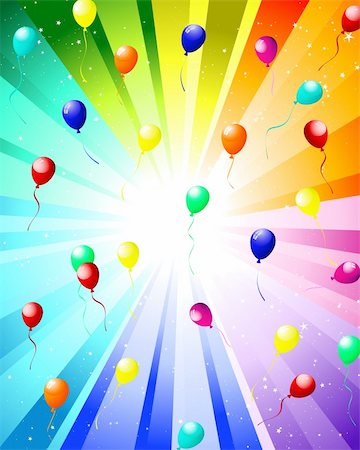 simsearch:400-05911969,k - Festive rays with many stars and balloons. Vector illustration. Stock Photo - Budget Royalty-Free & Subscription, Code: 400-04779831