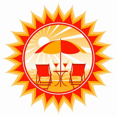 simsearch:400-05944023,k - vector deck chairs, drinks and umbrella on the beach, Adobe Illustrator 8 format Stock Photo - Budget Royalty-Free & Subscription, Code: 400-04770464