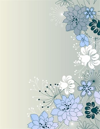 simsearch:400-05364550,k - Light grey vertical background with blue stylized flowers Photographie de stock - Aubaine LD & Abonnement, Code: 400-04770540
