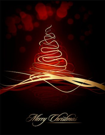 Christmas Tree made of Abstract golden Brush Lines | Greeting Card Background Stock Photo - Budget Royalty-Free & Subscription, Code: 400-04770745