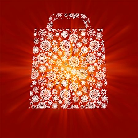simsearch:400-05707989,k - Bag For Shopping With snowflakes, On gold red Background. EPS 8 vector file included Stock Photo - Budget Royalty-Free & Subscription, Code: 400-04770750