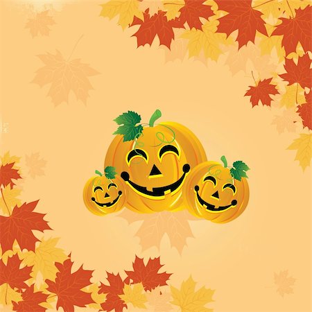 simsearch:400-05325412,k - Halloween pumpkin on the autumn leaves. Vector illustration. Stock Photo - Budget Royalty-Free & Subscription, Code: 400-04771193