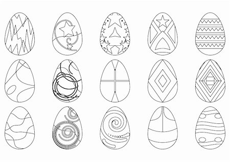 Easter eggs with various patterns, set, contours Stock Photo - Budget Royalty-Free & Subscription, Code: 400-04771285