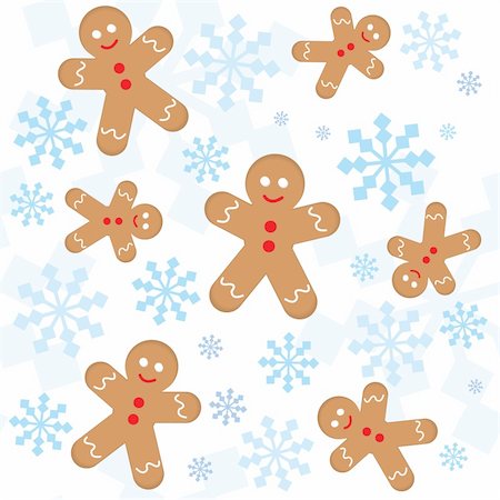 paper food pattern - Christmas seamless pattern with snowflakes and gingerbread men Stock Photo - Budget Royalty-Free & Subscription, Code: 400-04771329