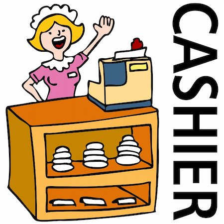 An image of a waitress working at the cashier counter. Stock Photo - Budget Royalty-Free & Subscription, Code: 400-04771795