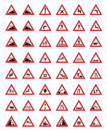 Set of 66 European road signs vector Photographie de stock - Aubaine LD & Abonnement, Code: 400-04772304