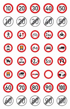 red sign for trains - Set of 66 European road signs vector Stock Photo - Budget Royalty-Free & Subscription, Code: 400-04772303