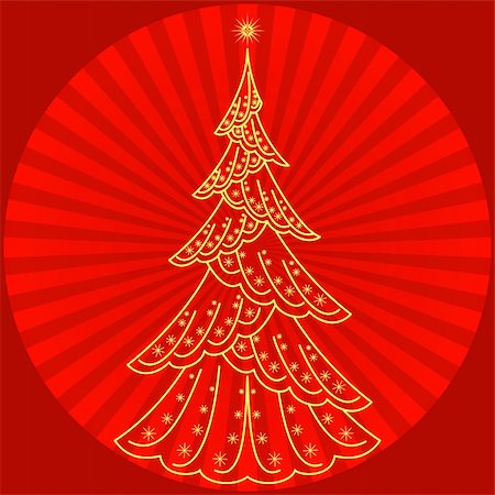 Christmas fir-tree, pictogram, holiday symbol on abstract red background Stock Photo - Budget Royalty-Free & Subscription, Code: 400-04772500