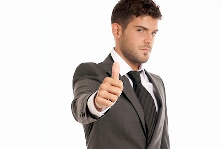 simsearch:400-04875087,k - Young businessman ok symbol gesture, isolated on white background. Focused on hand Photographie de stock - Aubaine LD & Abonnement, Code: 400-04772545