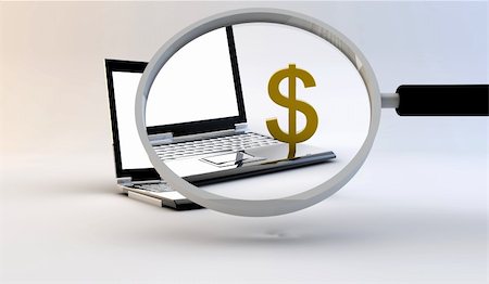simsearch:700-05452103,k - Magnifying glass on a dollar symbol on laptop Stock Photo - Budget Royalty-Free & Subscription, Code: 400-04773363