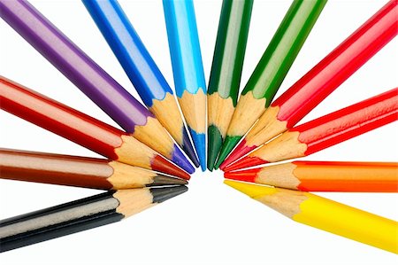 pencil crayon - A set of colored pencils on a white background, isolated Foto de stock - Super Valor sin royalties y Suscripción, Código: 400-04773688