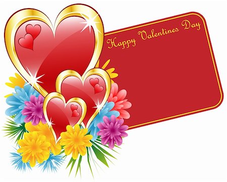 simsearch:400-05897213,k - Valentine red and gold hearts, flowers and a happy valentines day gift tag. Isolated on white. Copy space for text. Stock Photo - Budget Royalty-Free & Subscription, Code: 400-04773690