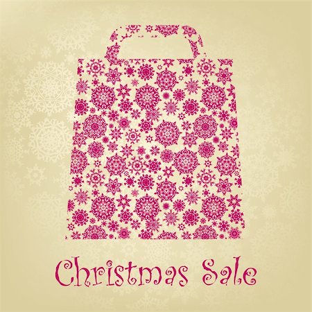 simsearch:400-05707989,k - Bag For Shopping With snowflakes, On gold red Background. EPS 8 vector file included Stock Photo - Budget Royalty-Free & Subscription, Code: 400-04784109