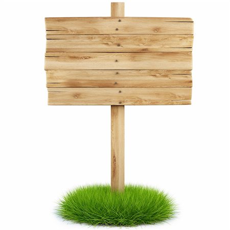 simsearch:400-04229535,k - old wooden billboard on the grass isolated on white background including clipping path Photographie de stock - Aubaine LD & Abonnement, Code: 400-04784165