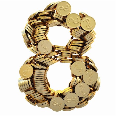 simsearch:400-05730288,k - coins of gold in the form of numbers. with clipping path. Stock Photo - Budget Royalty-Free & Subscription, Code: 400-04784204