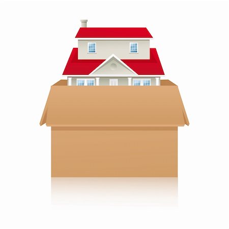 simsearch:400-04786259,k - illustration of home inside box on white background Stock Photo - Budget Royalty-Free & Subscription, Code: 400-04786284