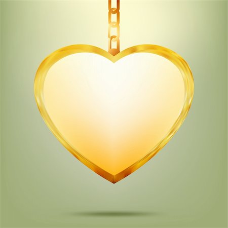 Golden pendant in shape of heart on chain. EPS 8 vector file included Photographie de stock - Aubaine LD & Abonnement, Code: 400-04787076