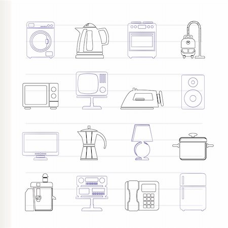 simsearch:400-04790475,k - home equipment icons - vector icon set Stock Photo - Budget Royalty-Free & Subscription, Code: 400-04787463