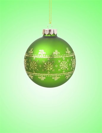 simsearch:400-05693036,k - Green christmas ball with ribbon on green background with copy space for text Stock Photo - Budget Royalty-Free & Subscription, Code: 400-04787593