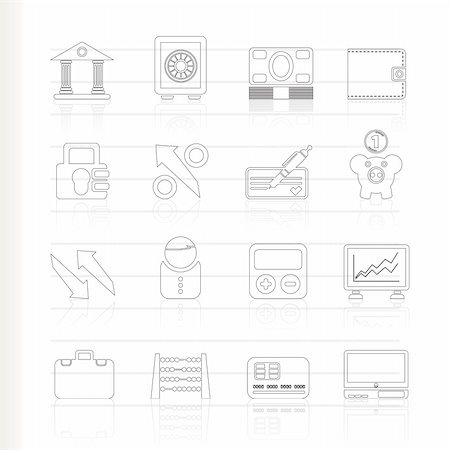 Bank, business and finance icons - vector icon set Stock Photo - Budget Royalty-Free & Subscription, Code: 400-04787649