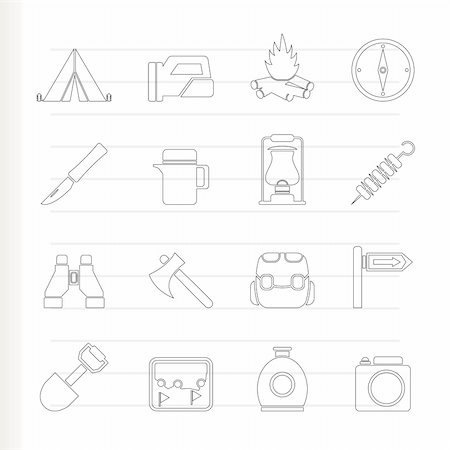 tourism and hiking icons - vector icon set Stock Photo - Budget Royalty-Free & Subscription, Code: 400-04788005