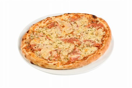 simsearch:400-04479187,k - Pizza with mushrooms, ham isolated on white background Stock Photo - Budget Royalty-Free & Subscription, Code: 400-04788421