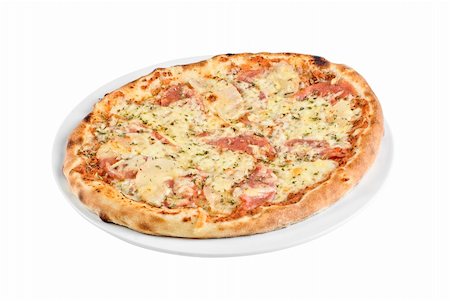 simsearch:400-04479187,k - Pizza with mushrooms, ham isolated on white background Stock Photo - Budget Royalty-Free & Subscription, Code: 400-04788423