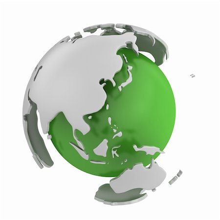simsearch:400-06089187,k - Abstract green globe, Asia isolated on white background Stock Photo - Budget Royalty-Free & Subscription, Code: 400-04780129