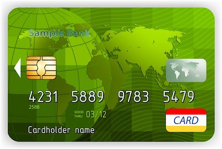 Credit cards, front view (Without a transparency). EPS 8 vector file included Stock Photo - Budget Royalty-Free & Subscription, Code: 400-04780299