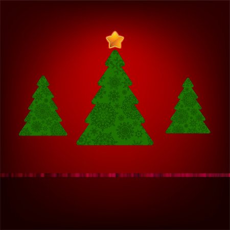 simsearch:400-04769297,k - Green christmas tree on red background. EPS 8 vector file included Foto de stock - Super Valor sin royalties y Suscripción, Código: 400-04780580