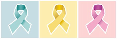 simsearch:400-07222477,k - CANCER RIBBON SET in blue yellow and pink backgrounds. Symbols of prostate, childhood and breast cancer awareness. Vector file Stock Photo - Budget Royalty-Free & Subscription, Code: 400-04780758