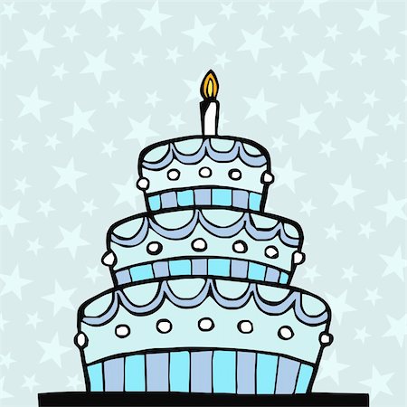 simsearch:400-04764403,k - llight blue birthday cake on light blue background with stars Stock Photo - Budget Royalty-Free & Subscription, Code: 400-04780751