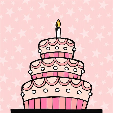 simsearch:400-04764403,k - Pink birthday cake on pink background with stars Stock Photo - Budget Royalty-Free & Subscription, Code: 400-04780752