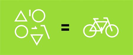 simsearch:400-08938779,k - Different geometric shapes, equal sign, a bike. Green background. Vector available Stock Photo - Budget Royalty-Free & Subscription, Code: 400-04780780