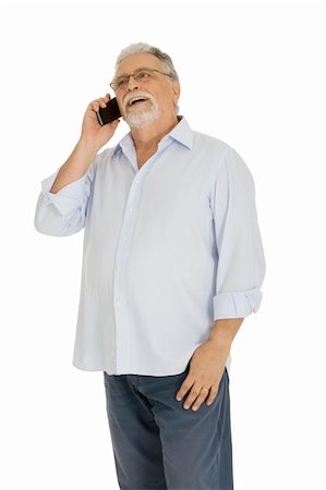 phone one person adult smile elderly - old man with mobile Stock Photo - Budget Royalty-Free & Subscription, Code: 400-04780922