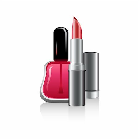 simsearch:400-05708035,k - illustration of lip stick with nail polish on white background Stock Photo - Budget Royalty-Free & Subscription, Code: 400-04781502